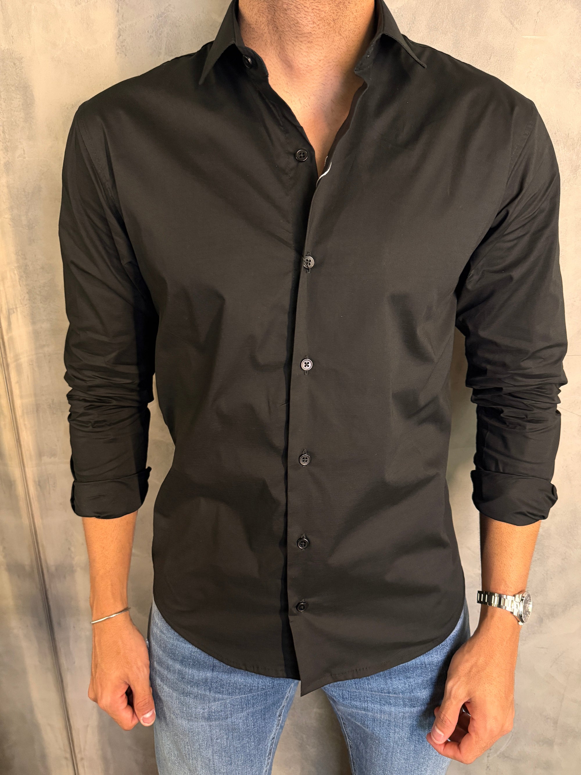 CAMISA M/L SLIM TRICOLINE C/ ELASTANO