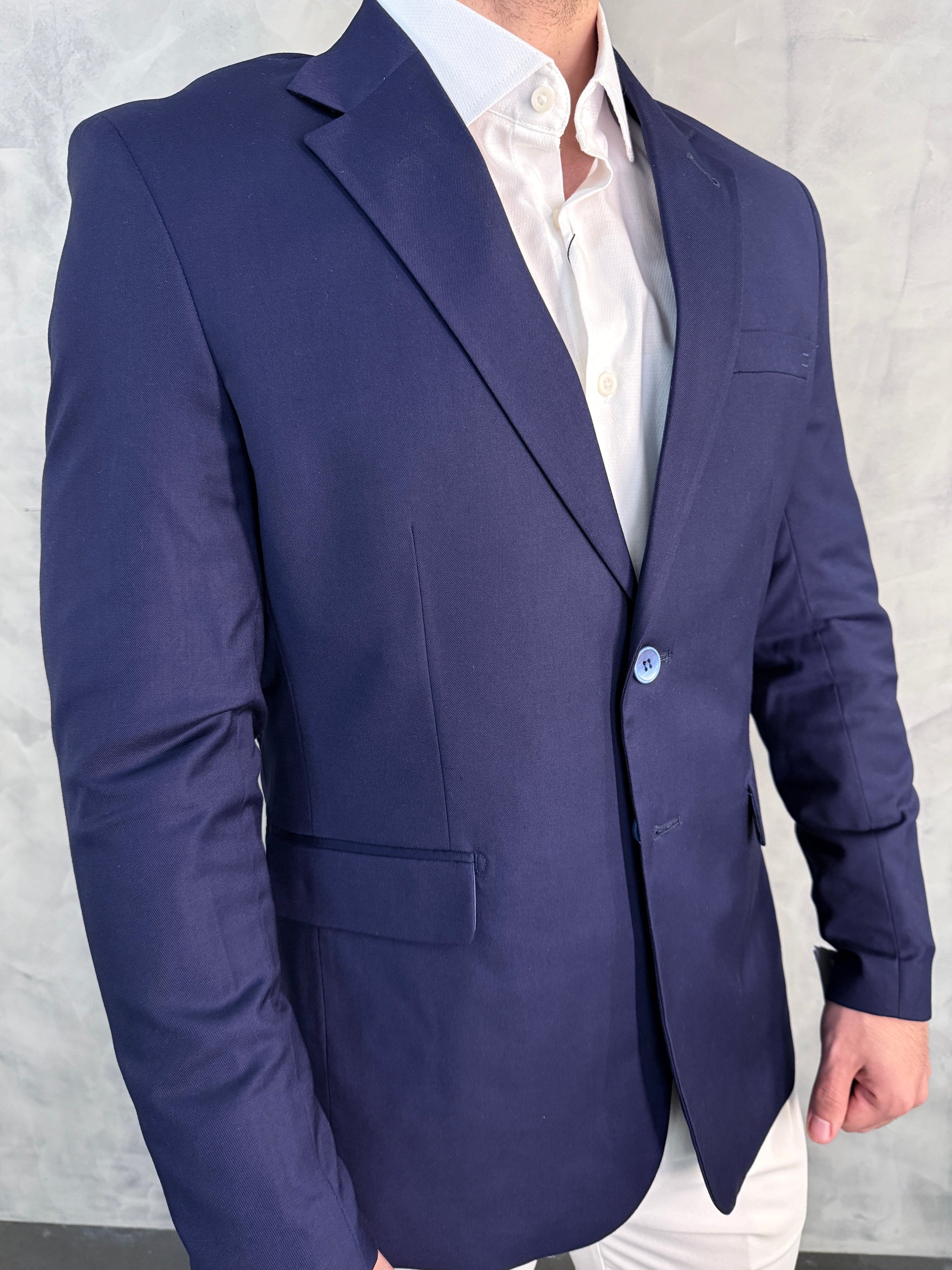 BLAZER SLIM POLIVISCOSE LAP LARGA FATIOTA MARINHO