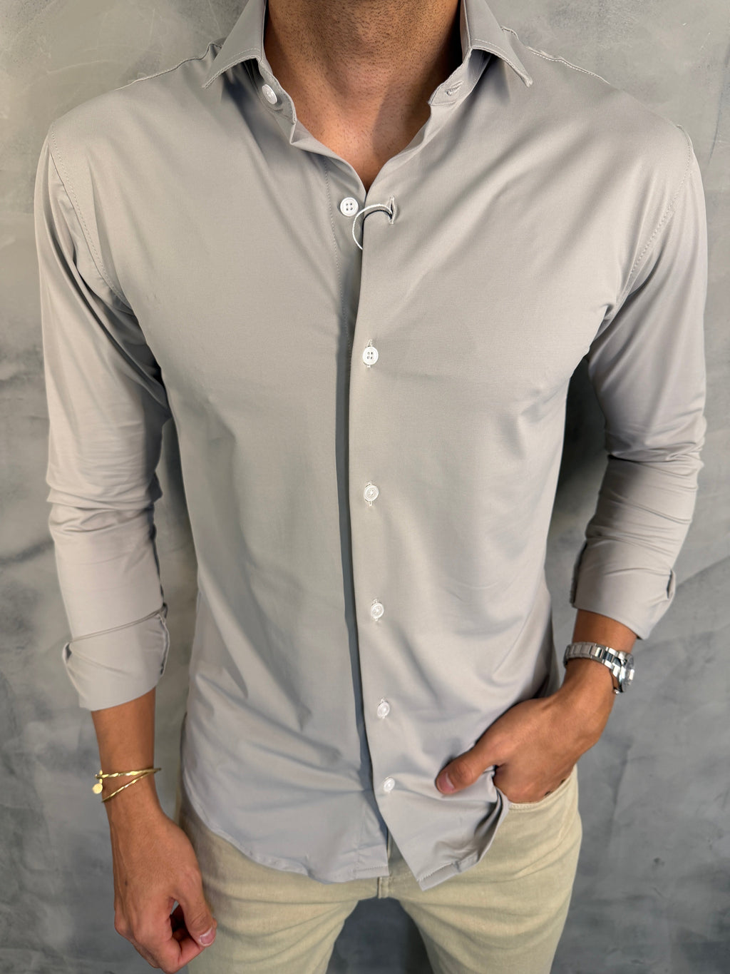 CAMISA M/L SLIM MALHA TECH MESCLA