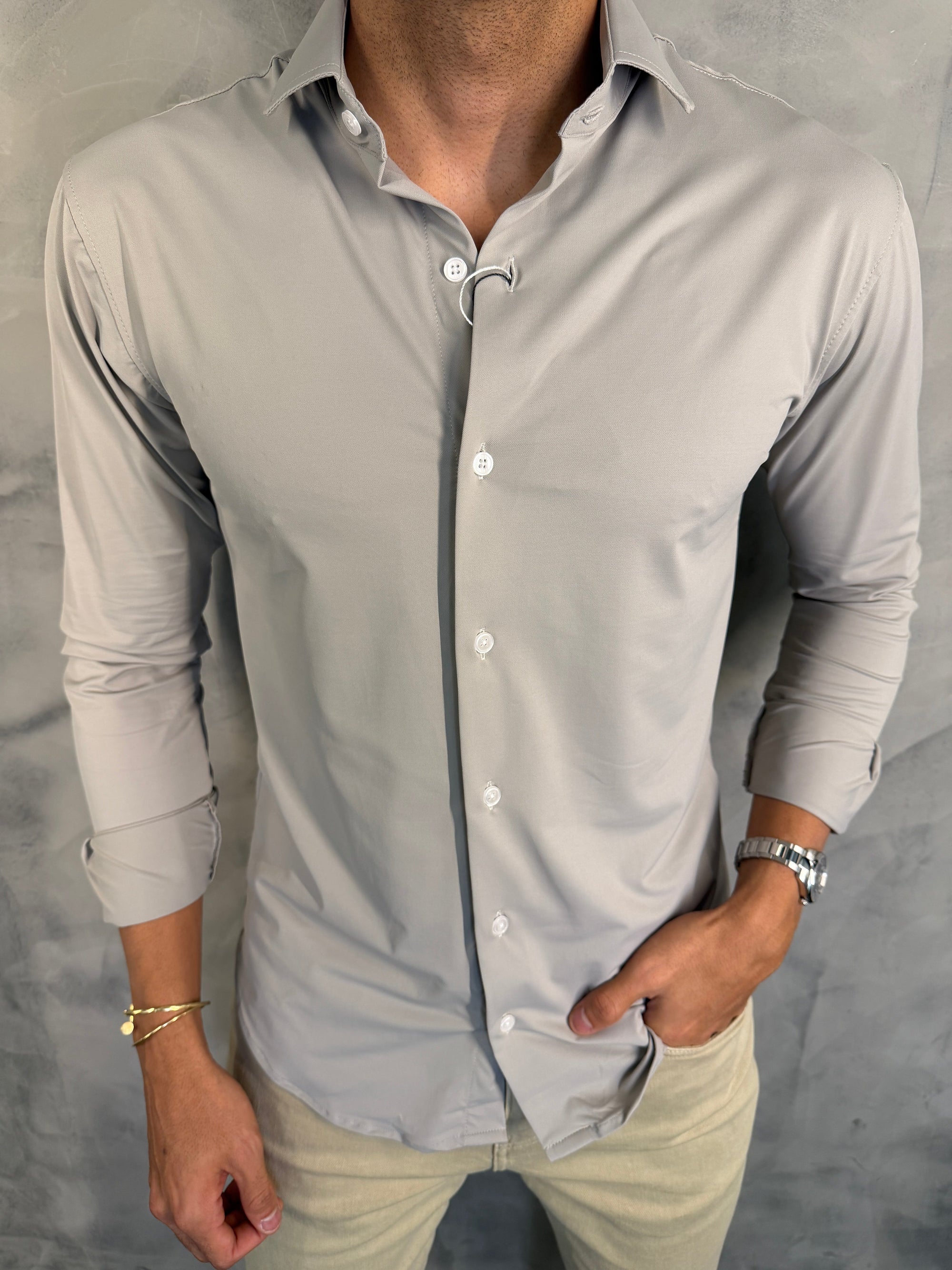 CAMISA M/L SLIM MALHA TECH MESCLA