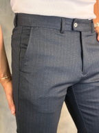 CALÇA ALF MALHA SLIM RISCA DE GIZ MARINHO