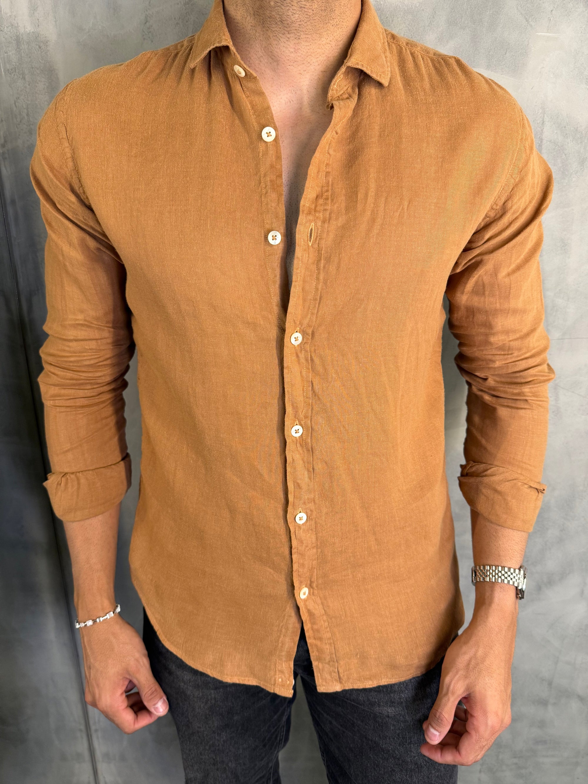 CAMISA M/L PURO LINHO FERRUGEM