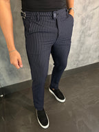 Calça Alf. Listrado Marinho