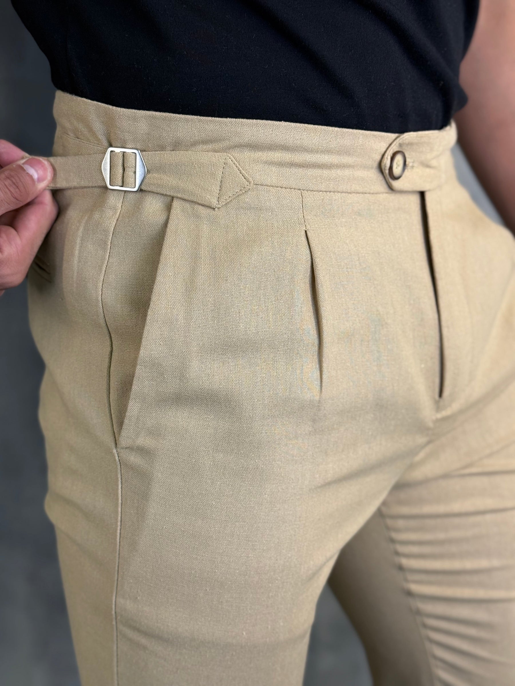 CALÇA ALF. VERONA LINHO PONTO H KHAKI