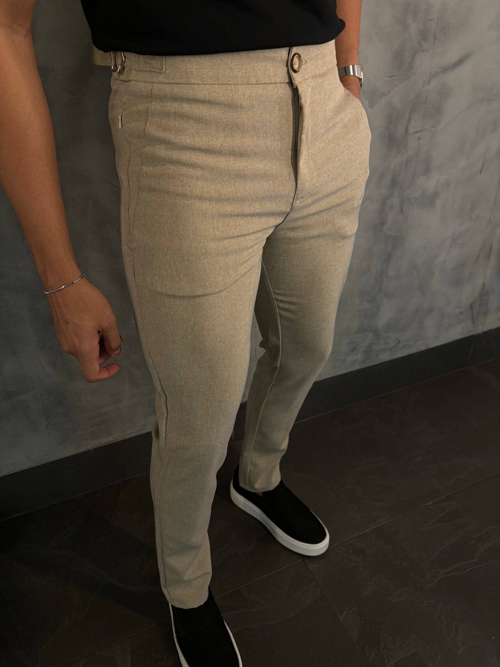 Calça Alf. Bolso Ziper Bege