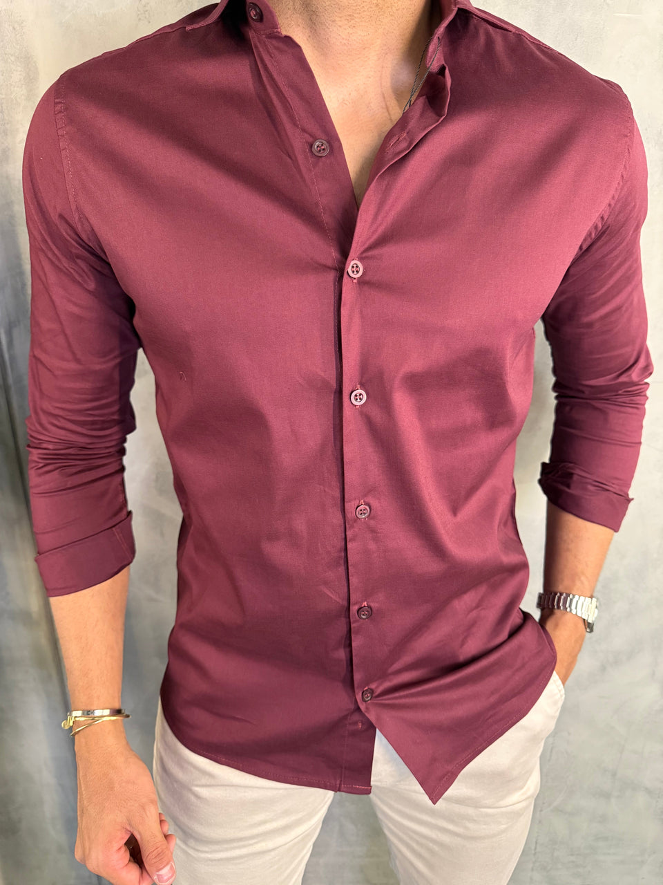 CAMISA MANGA LONGA BORDO
