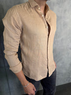 CAMISA M/L PURO LINHO BEGE