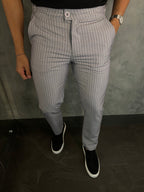 Calça Alf. Listrado Cinza Cl