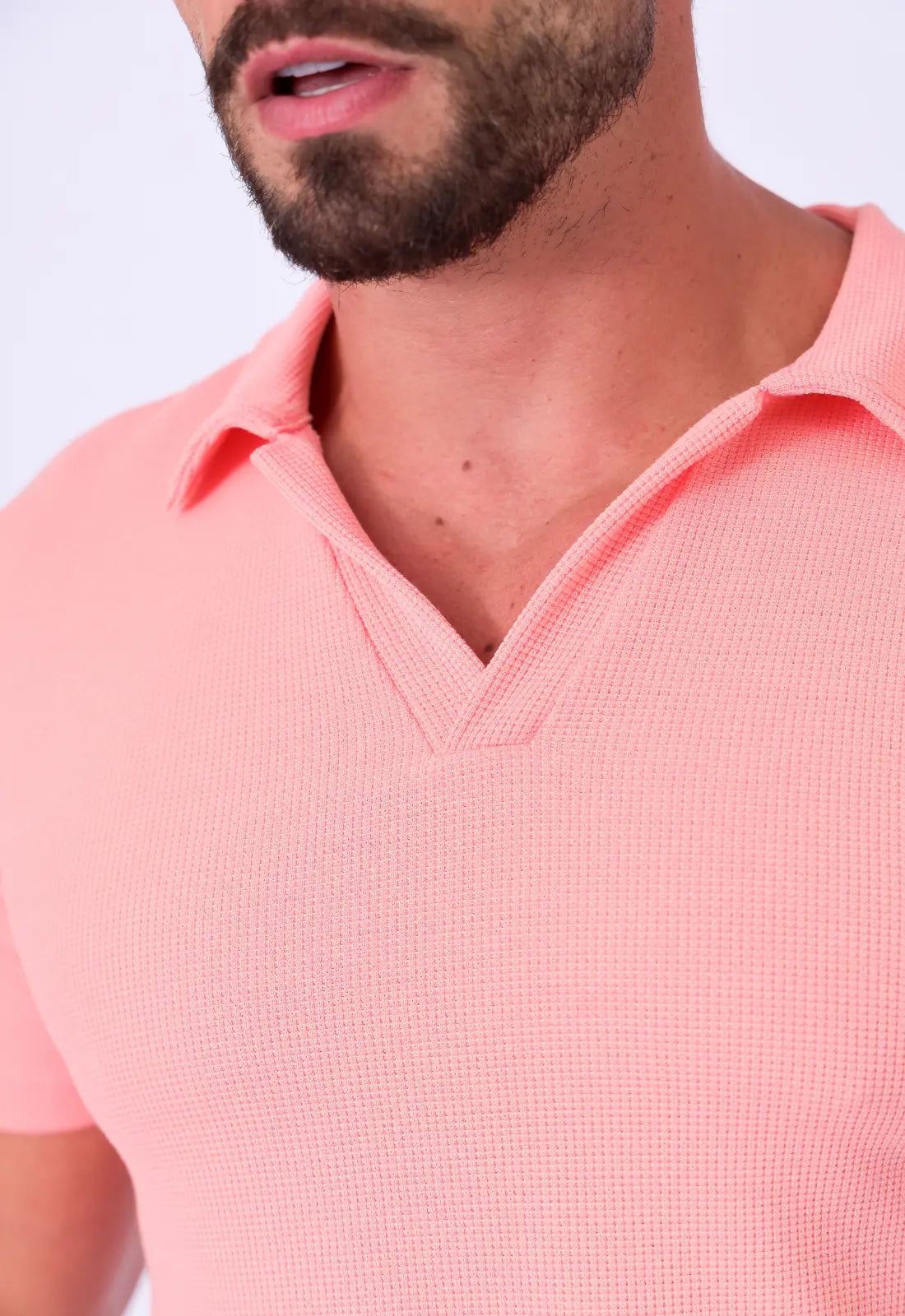 Camisa Polo Italiana Tricot Salmão