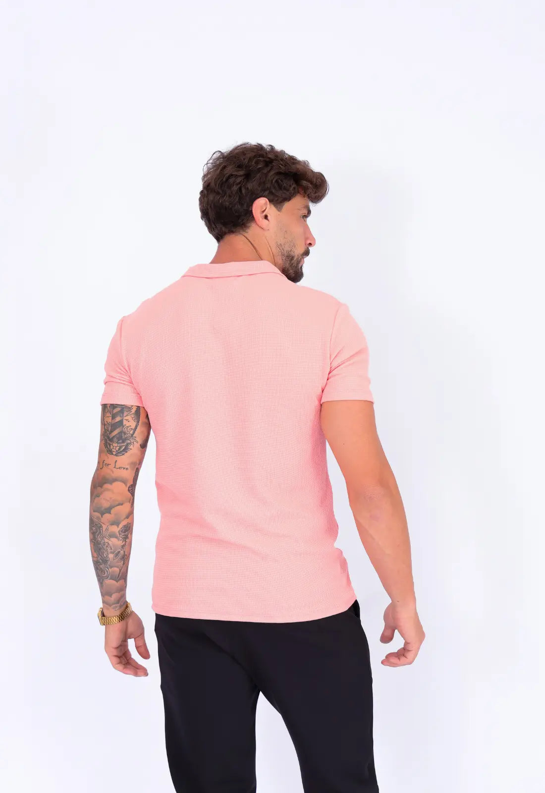 Camisa Polo Italiana Tricot Salmão