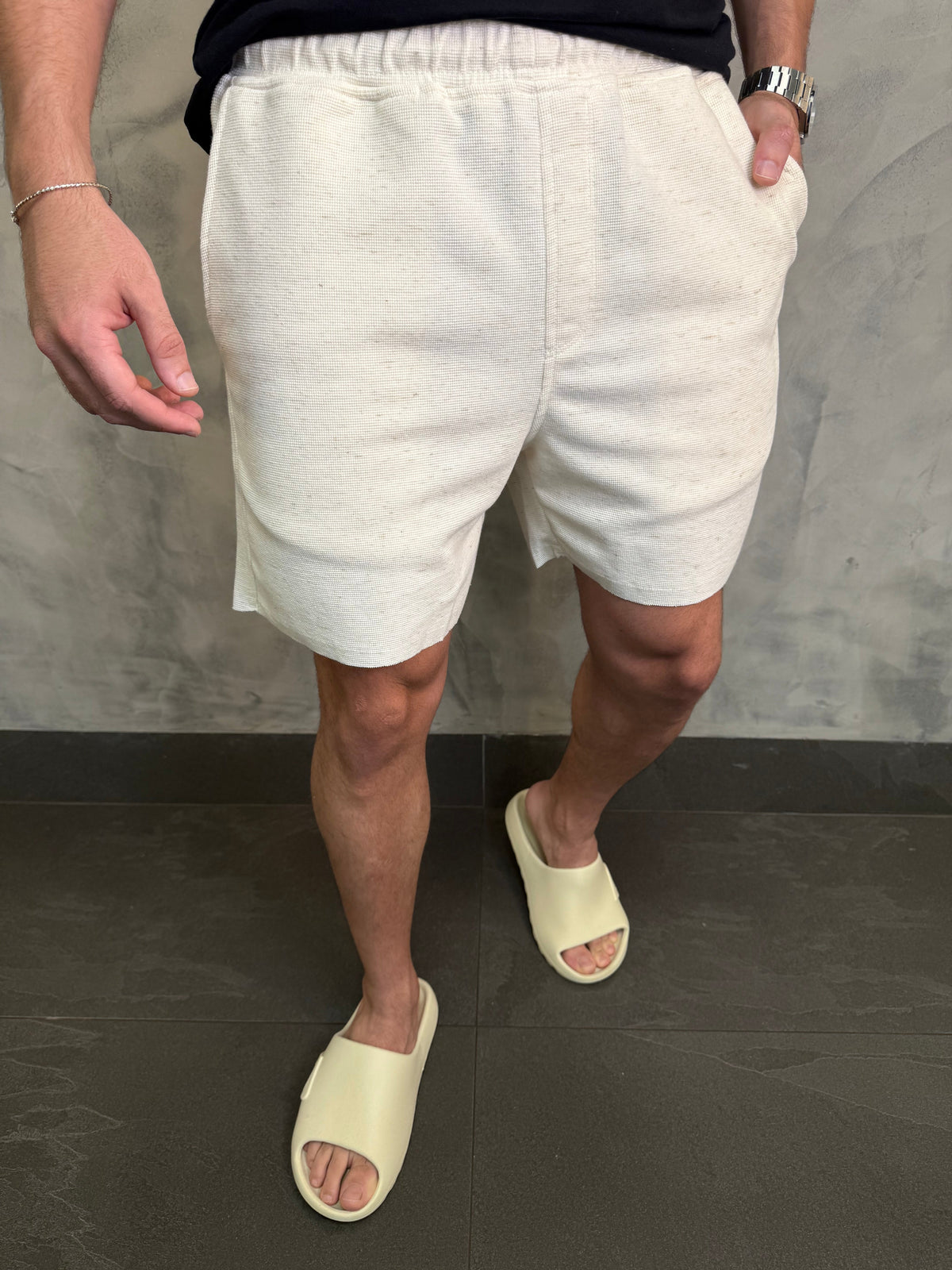 SHORT MALHA TEXTURA KINGEJOE NATURAL
