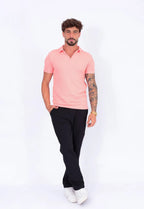 Camisa Polo Italiana Tricot Salmão