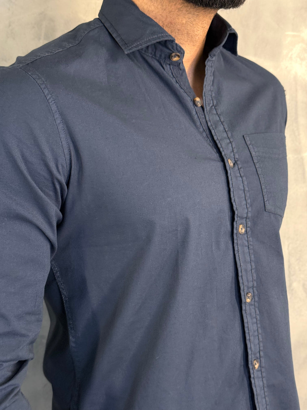 CAMISA M/L SARJA TINTURADA