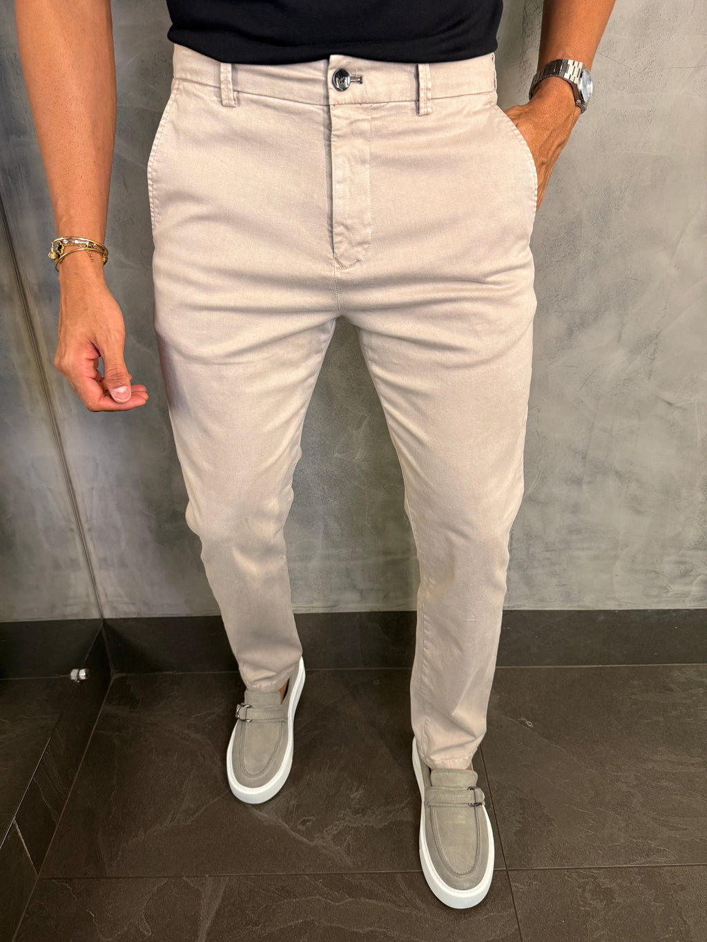 CALÇA ALF SARJA COMFORT SKINNY KHAKI