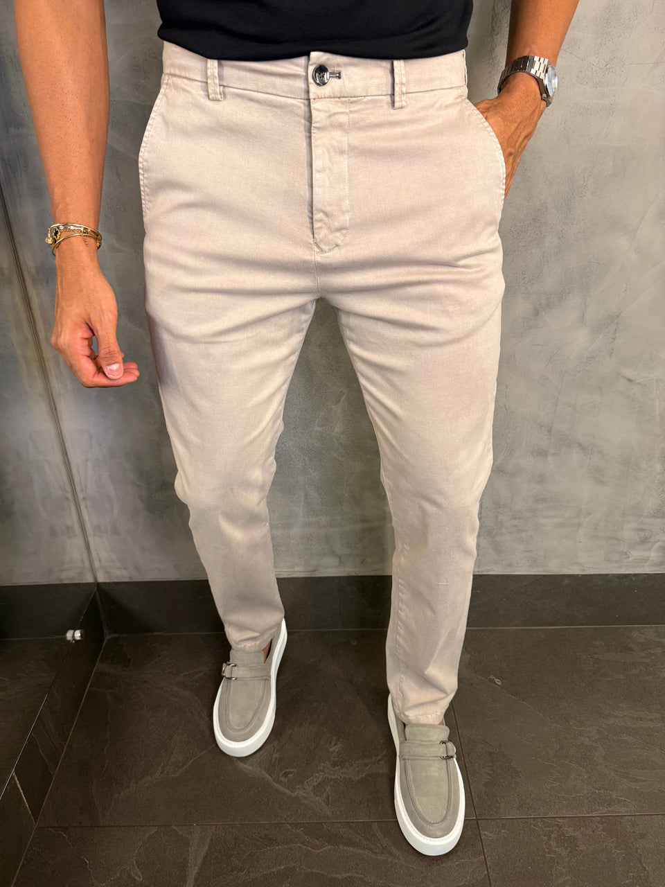 CALÇA ALF SARJA COMFORT SKINNY KHAKI