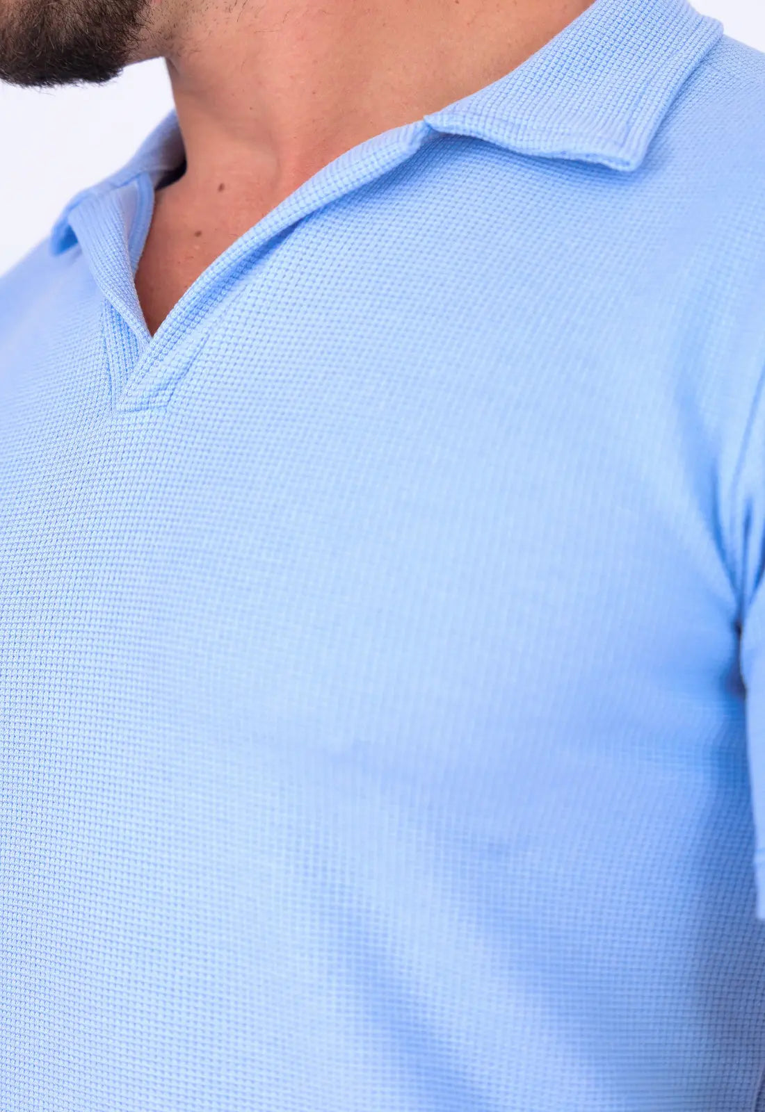 Camisa Polo Italiana Tricot Azul Claro
