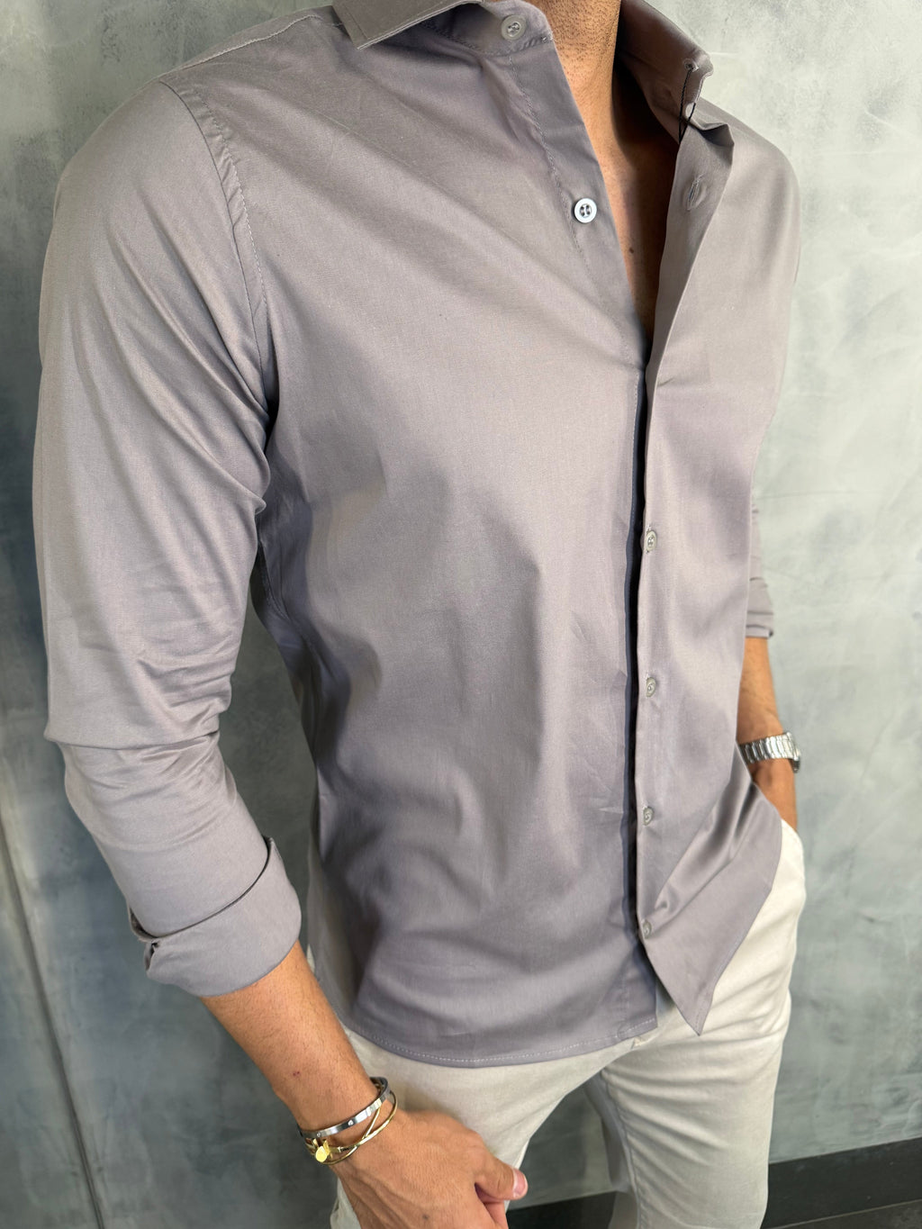 CAMISA MANGA LONGA CINZA