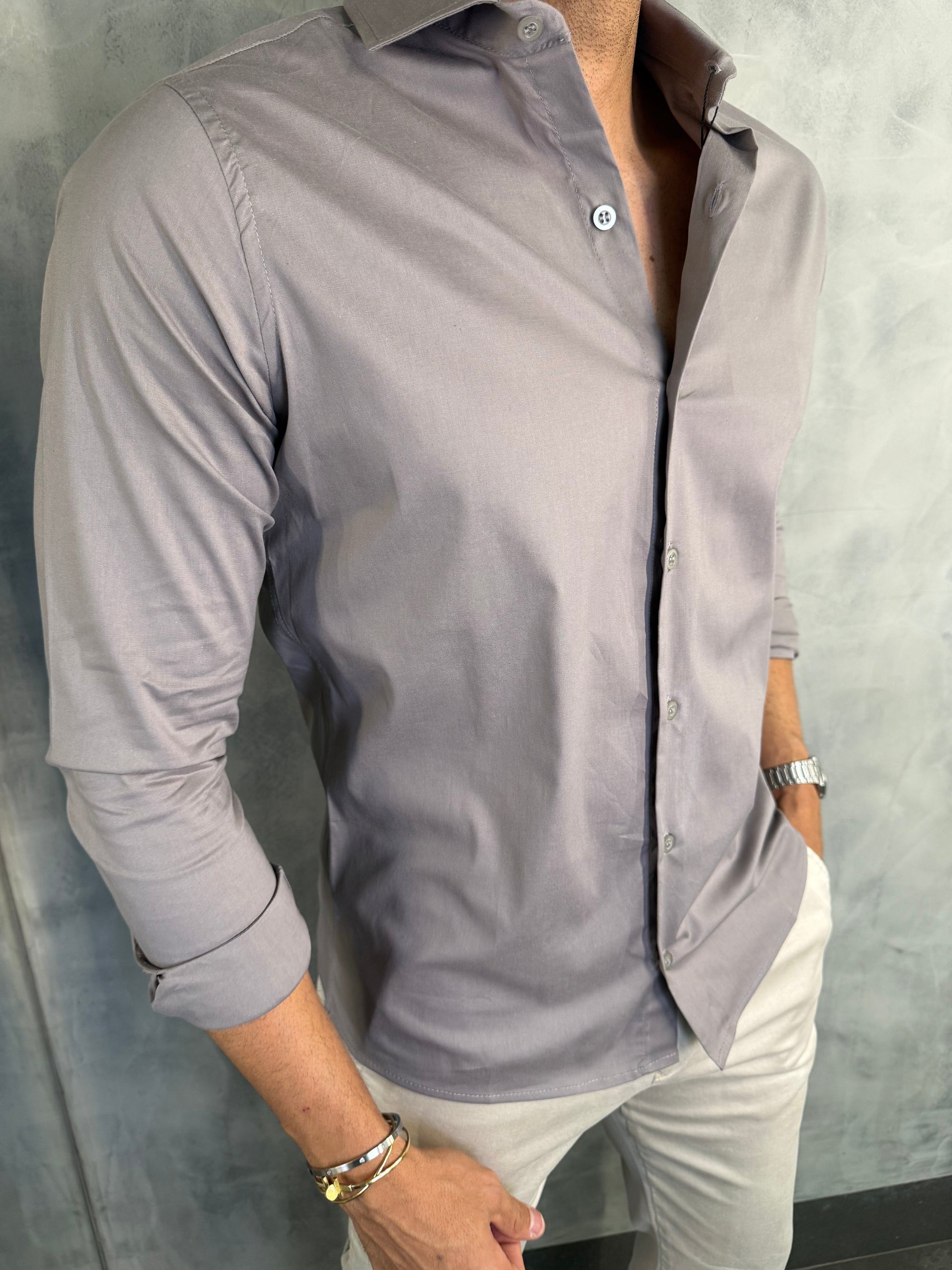 CAMISA MANGA LONGA CINZA