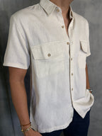 CAMISA M/C OVERSHIRT LIOCEL LINHO KINGEJOE NATURAL