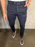 CALÇA ALF MALHA SLIM RISCA DE GIZ MARINHO