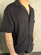 CAMISA M/C TRICOT TEXTURIZADA GOLA CUBANA