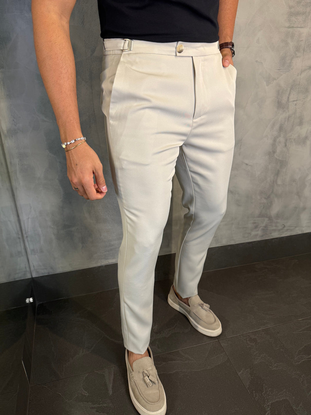 CALÇA ALF. VIENA AJUSTE CATRACA AREIA
