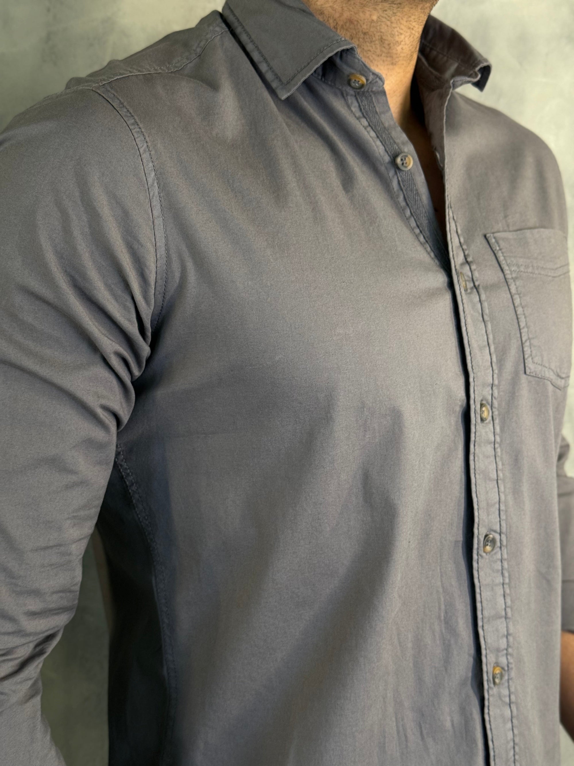 CAMISA M/L SARJA TINTURADA