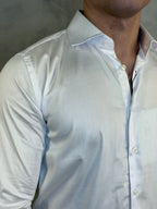 CAMISA M/L ACETINADA C/ ELASTANO PONTO H BRANCO