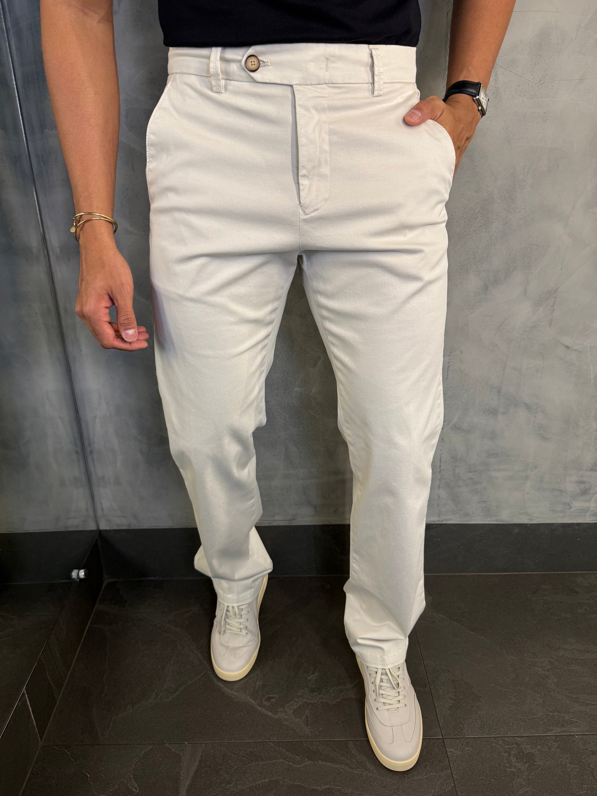 CALÇA ALF. SARJA REGULAR MARFIM