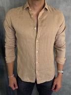 CAMISA M/L PURO LINHO BEGE
