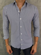 CAMISA M/L SLIM POLIAMIDA LISTRADA MARINHO
