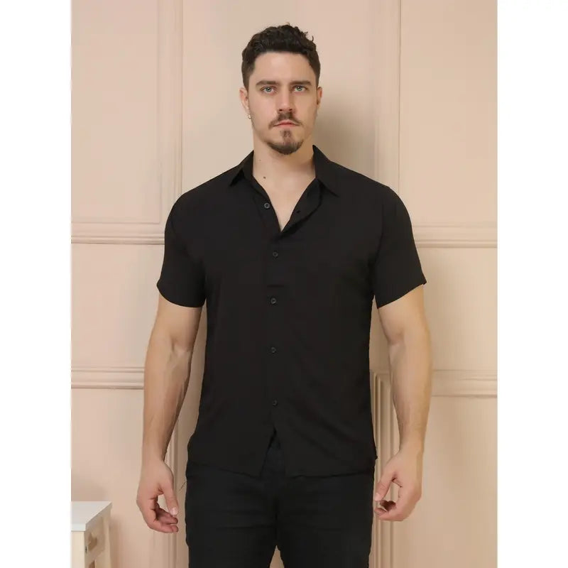 Camisa Social Masculino Manga Curta De Botão Lisa shirt