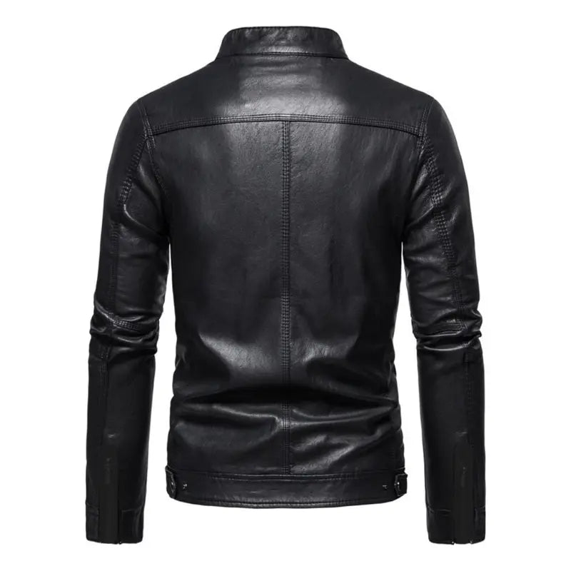 Jaqueta De Couro Masculina Slim Forrada