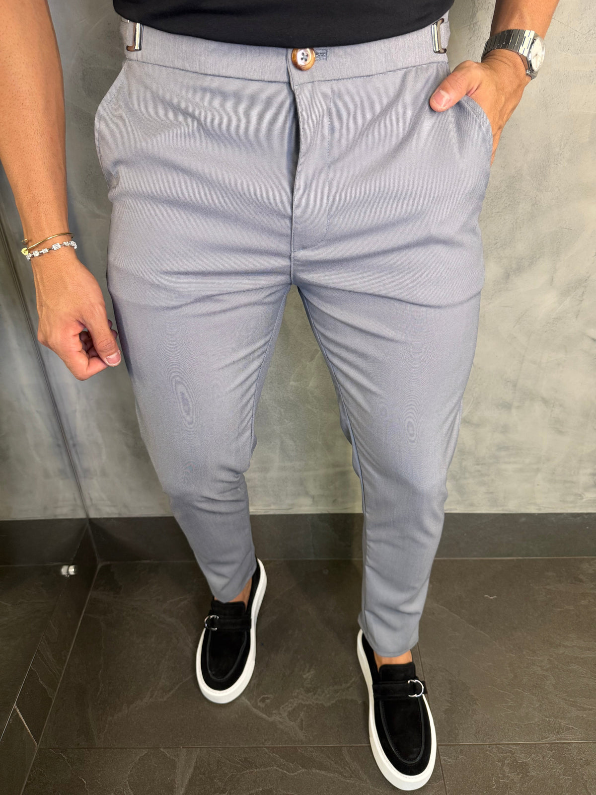 CALÇA ALF. DUBAI PONTO H CINZA