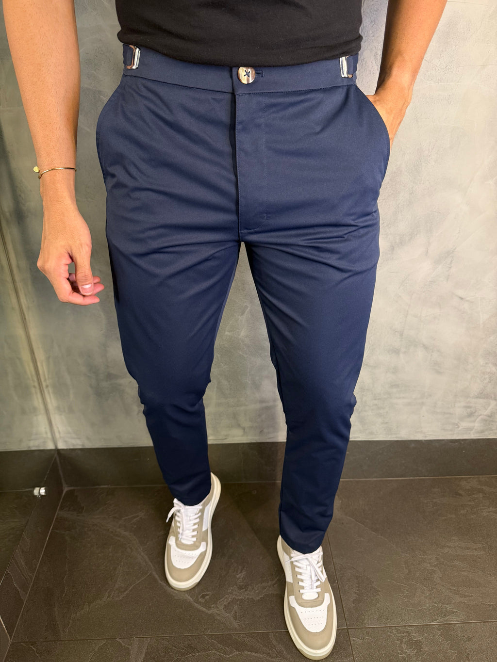 CALÇA ALF. MÔNACO AJUSTE CATRACA MARINHO