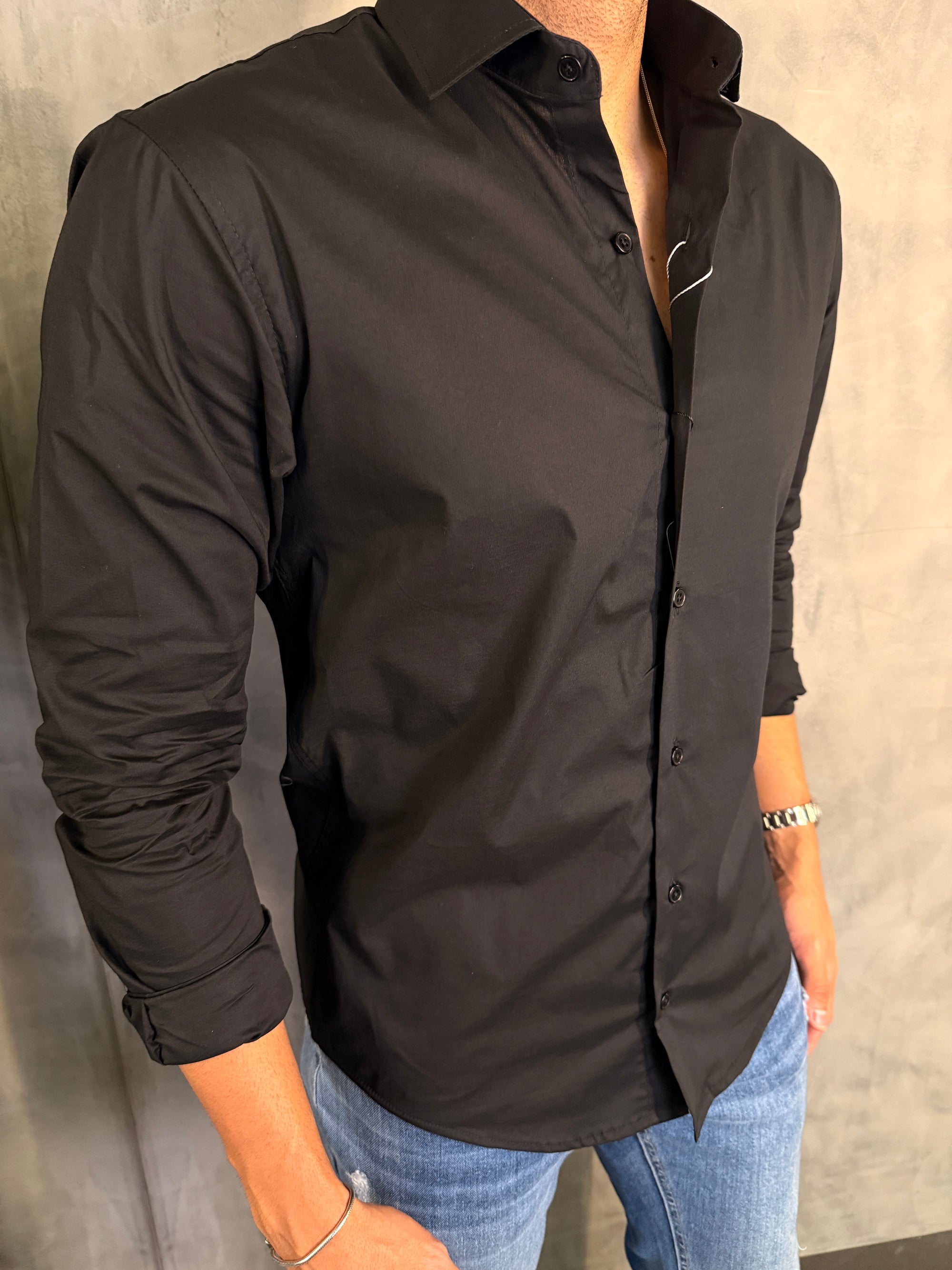 CAMISA M/L SLIM TRICOLINE C/ ELASTANO
