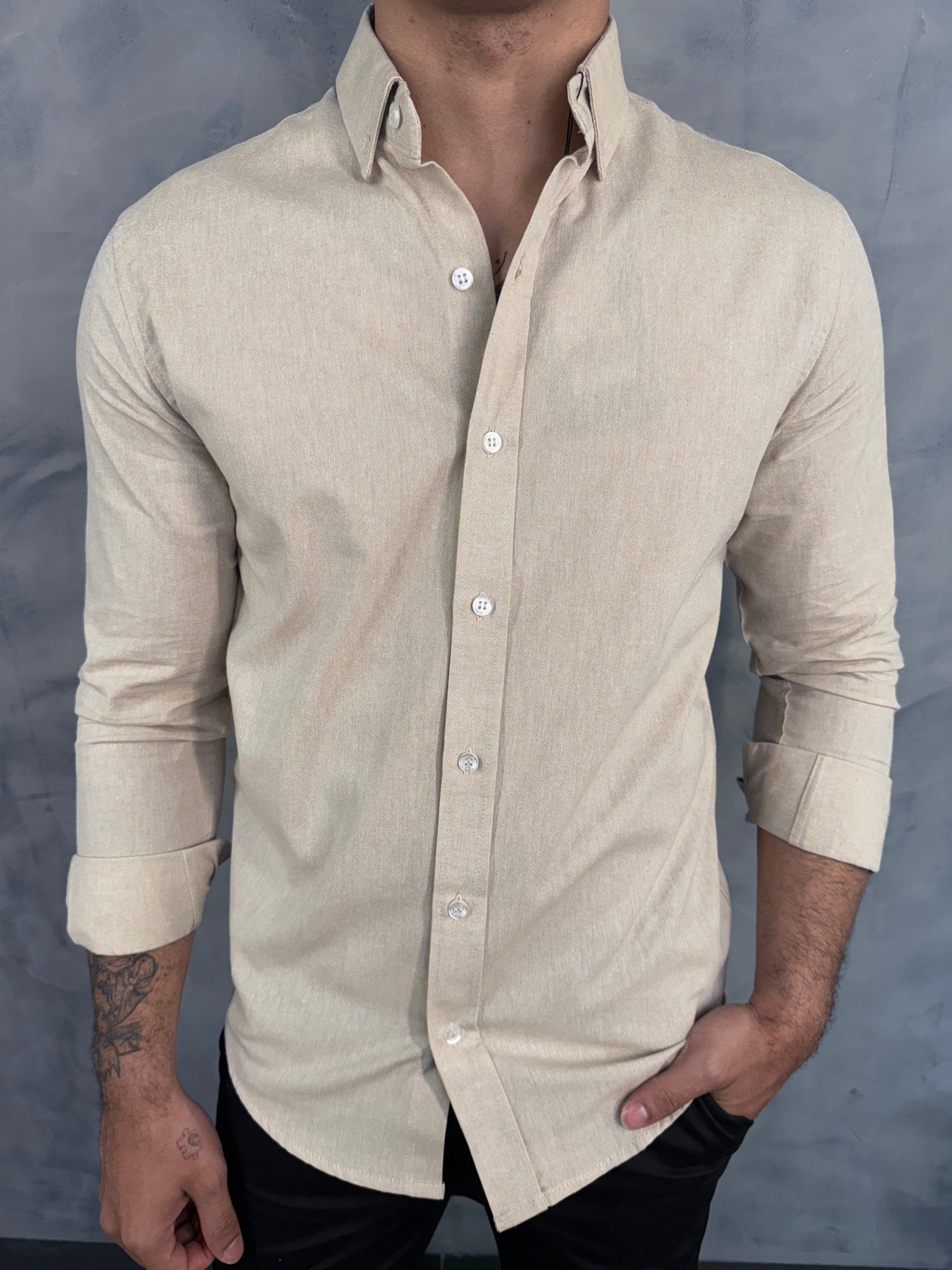 CAMISA M/L OXFORD PONTO H