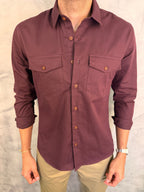CAMISA M/L DE SARJA VINHO