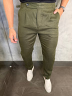 CALÇA ALF. GURKHA PURO LINHO VERDE MILITAR