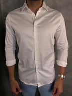 CAMISA M/L CETIM ELASTANO BRANCO