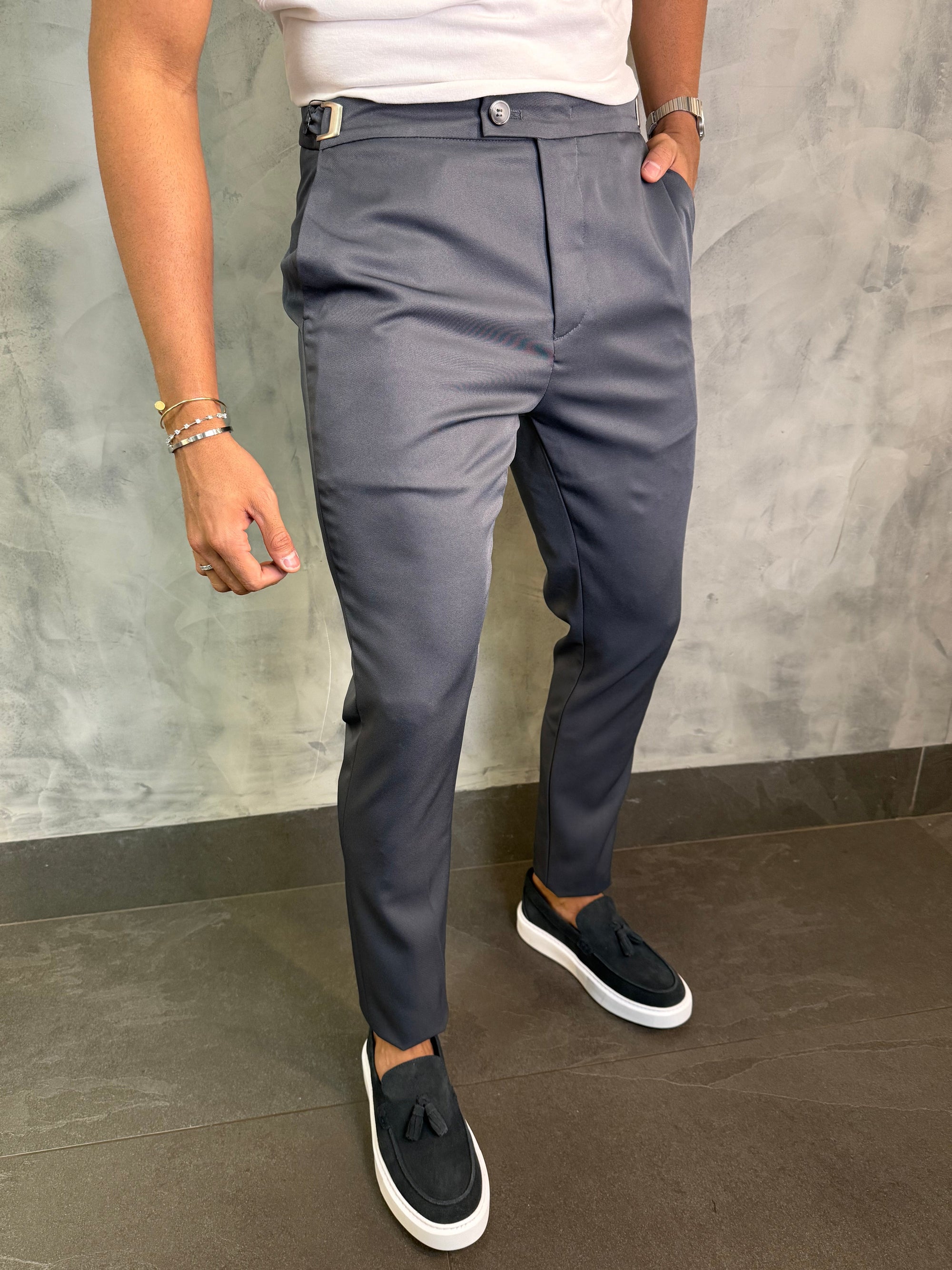 CALÇA ALF. VIENA AJUSTE CATRACA PONTO H CHUMBO