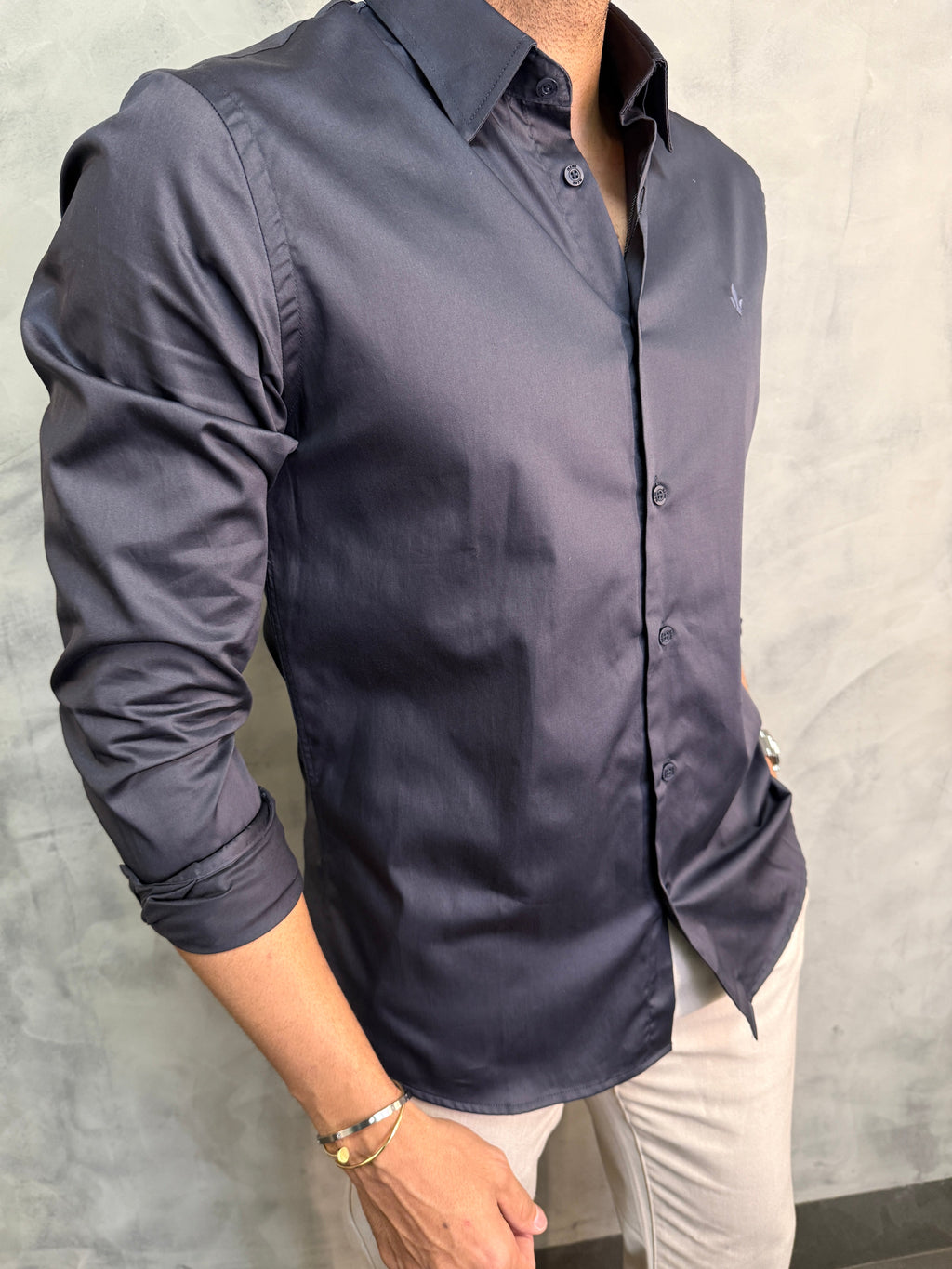 CAMISA M/L ALGODÃO EGÍPCIO SLIM SELECT DLZ CINZA CARBONO