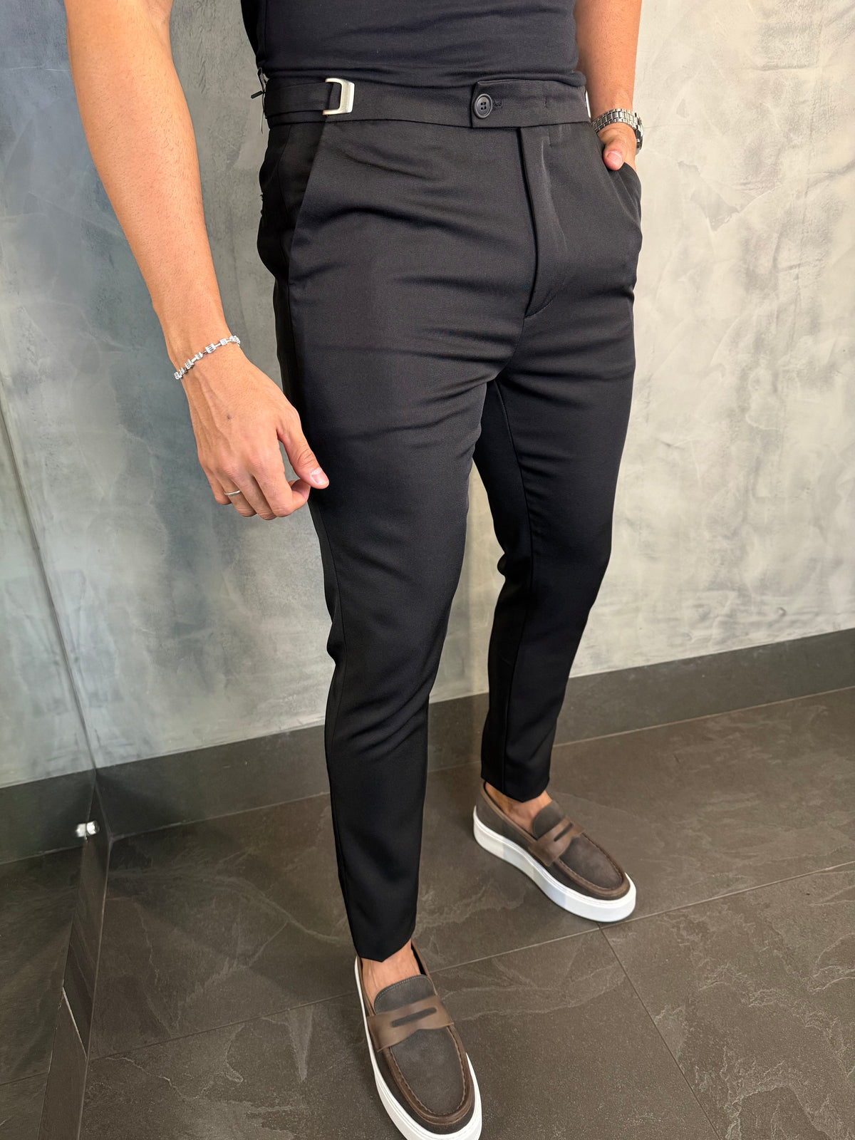 CALÇA ALF. VIENA AJUSTE CATRACA PONTO H PRETO