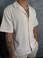 CAMISA M/C TRICOT CANELADA GOLA CUBANA
