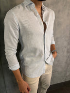 CAMISA LINHO FIO TINTO LISTRADO M/L