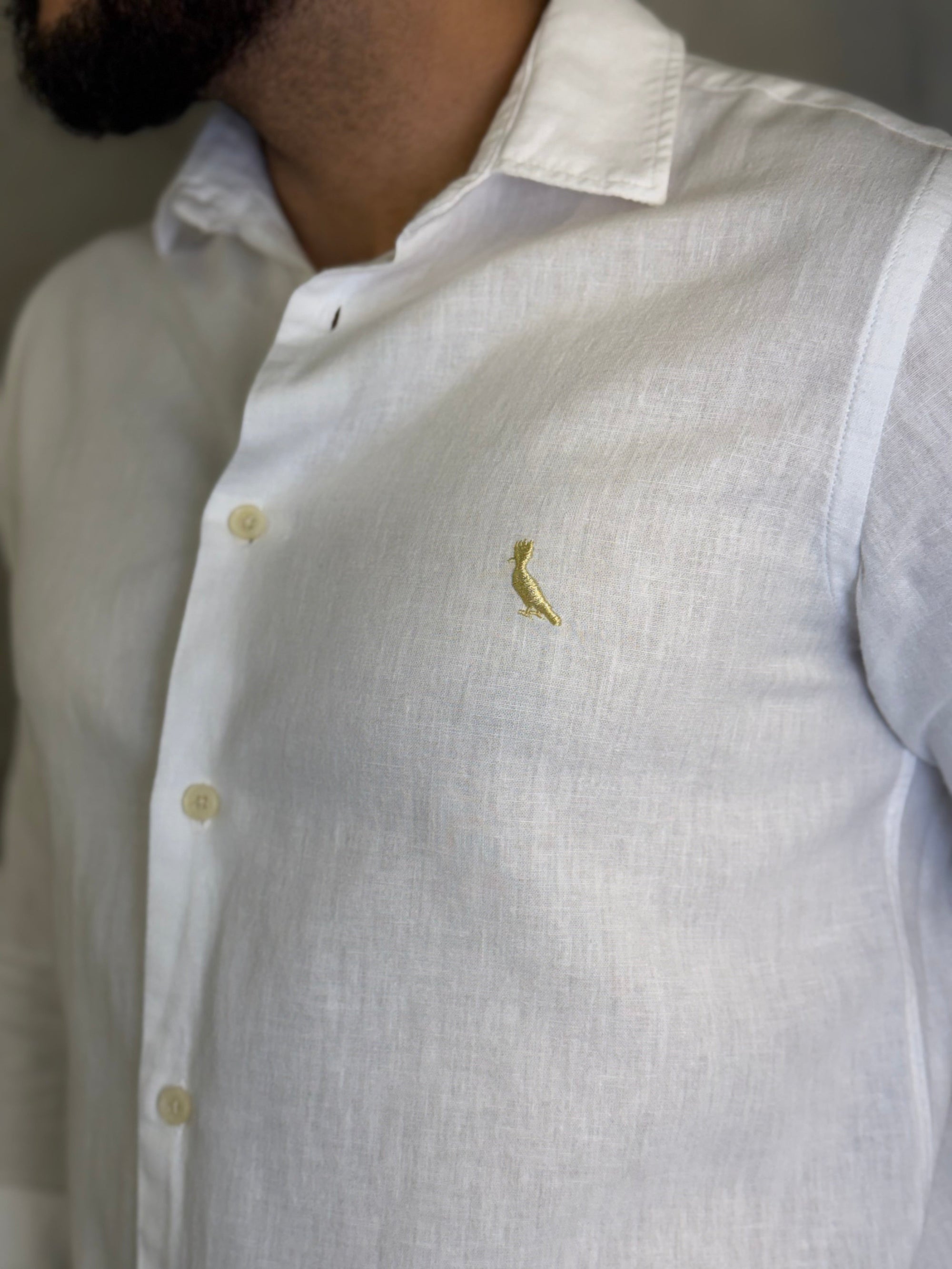 CAMISA M/L LINHO BORDADO GOLDEN RESERVA BRANCO