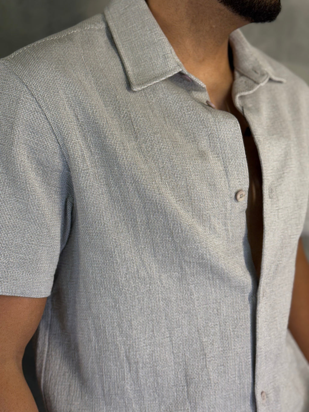 CAMISA M/C TRICOT CINZA