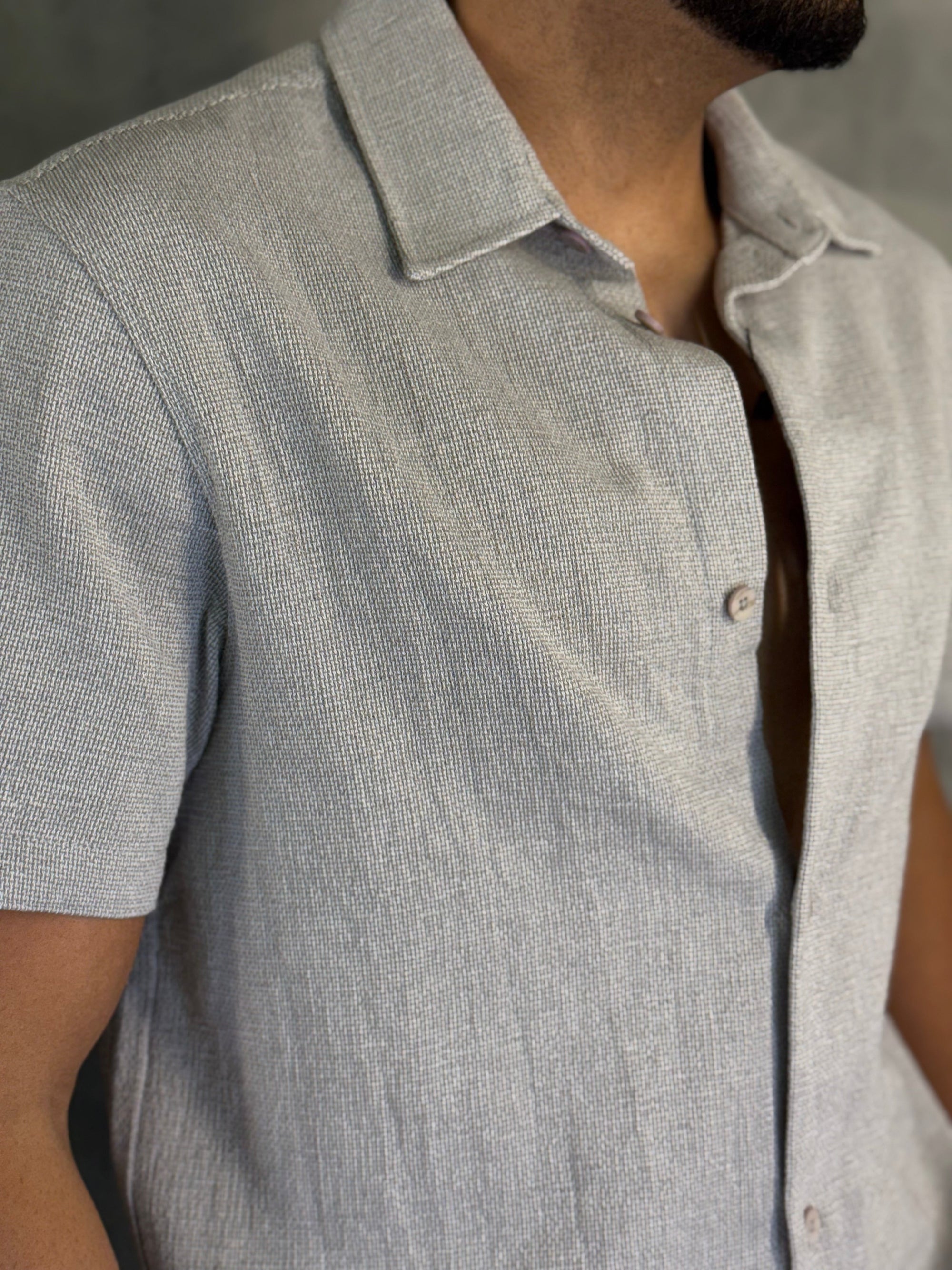 CAMISA M/C TRICOT CINZA