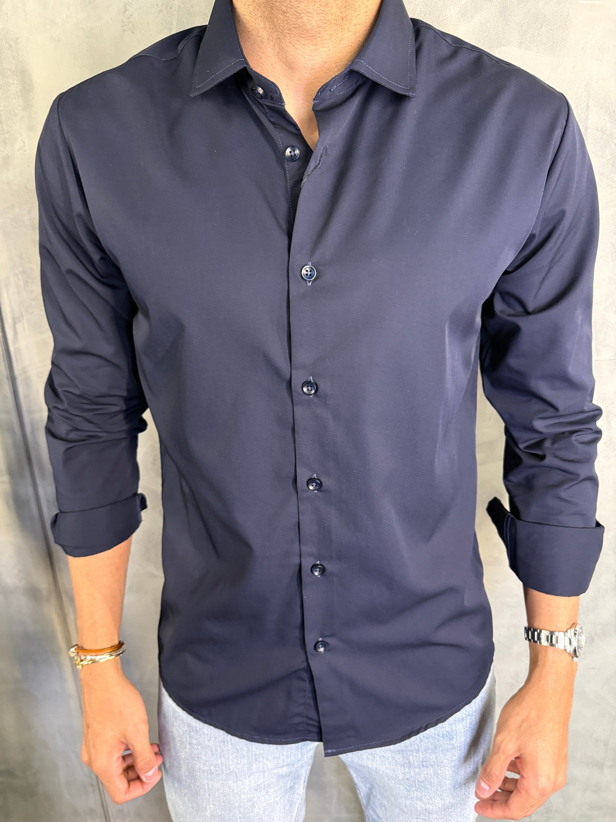 CAMISA M/L FIBRA DE BAMBU MARINHO