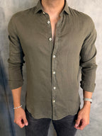 CAMISA M/L PURO LINHO VERDE OLIVA